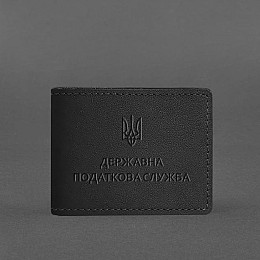 Кожаная обложка на удостоверение Государственной налоговой службы Черная BlankNote