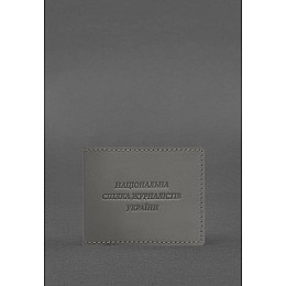 Кожаная обложка для удостоверения журналиста Серая BlankNote