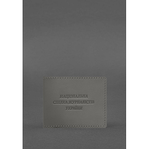 Кожаная обложка для удостоверения журналиста Серая BlankNote