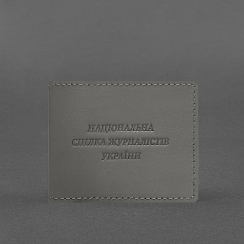 Кожаная обложка для удостоверения журналиста Серая BlankNote