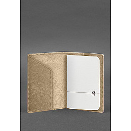 Кожаная обложка для паспорта с картой Украины светло-бежевая BlankNote