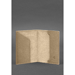 Кожаная обложка для паспорта с картой Украины светло-бежевая BlankNote