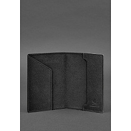 Кожаная обложка для паспорта с картой Украины черный краст BlankNote