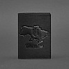 Кожаная обложка для паспорта с картой Украины черный краст BlankNote