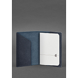 Кожаная обложка для паспорта с картой Украины синий краст BlankNote