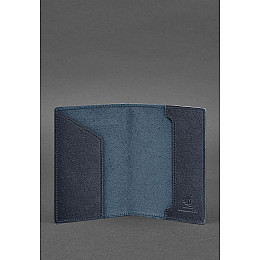 Кожаная обложка для паспорта с картой Украины синий краст BlankNote