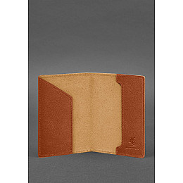 Кожаная обложка для паспорта с картой Украины светло-коричневый краст BlankNote