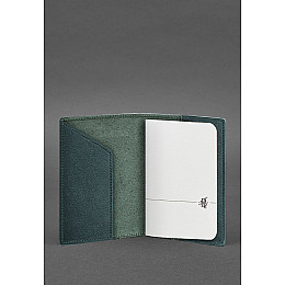 Кожаная обложка для паспорта с картой Украины зеленый краст BlankNote