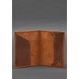 Кожаная обложка для паспорта с картой Украины светло-коричневый Crazy Horse BlankNote