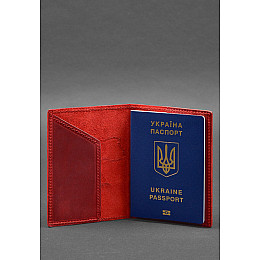 Кожаная обложка для паспорта с картой Украины коралл Crazy Horse BlankNote