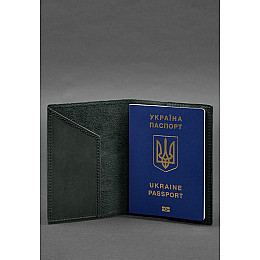 Кожаная обложка для паспорта с картой Украины зеленый Crazy Horse BlankNote