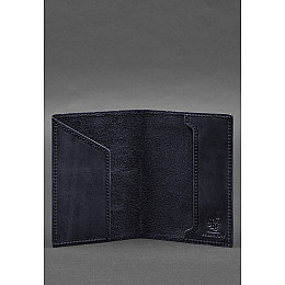 Кожаная обложка для паспорта с картой Украины синий Crazy Horse BlankNote