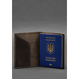 Кожаная обложка для паспорта с картой Украины темно-коричневый Crazy Horse BlankNote