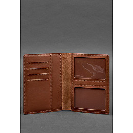 Кожаная обложка-органайзер для документов 6.1 светло-коричневый краст BlankNote