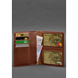 Кожаная обложка-органайзер для документов 6.1 светло-коричневый краст BlankNote