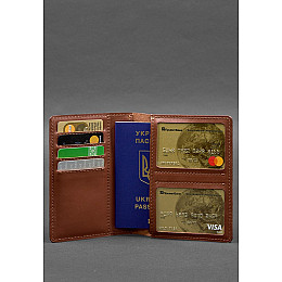 Кожаная обложка-органайзер для документов 6.1 светло-коричневый краст BlankNote