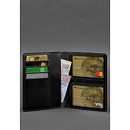 Кожаная обложка-органайзер для документов 6.1 черный краст BlankNote