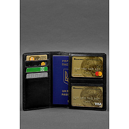 Кожаная обложка-органайзер для документов 6.1 черный краст BlankNote