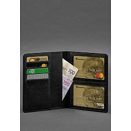 Кожаная обложка-органайзер для документов 6.1 черный Crazy Horse BlankNote