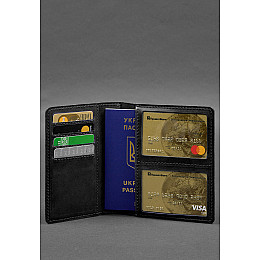 Кожаная обложка-органайзер для документов 6.1 черный Crazy Horse BlankNote