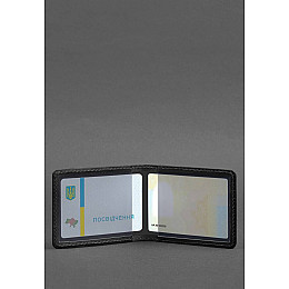 Кожаная обложка для удостоверения с гербом черная BlankNote