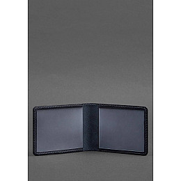 Кожаная обложка для удостоверения с гербом темно-синяя BlankNote