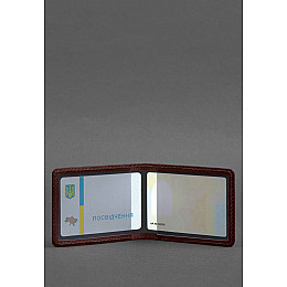 Кожаная обложка для удостоверения с гербом бордовая BlankNote