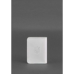 Кожаная обложка для ID-паспорта и водительских прав 4.1 Белая с гербом BlankNote