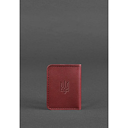 Кожаная обложка для ID-паспорта и водительских прав 4.1 бордовая с гербом BlankNote