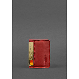 Кожаная обложка для ID-паспорта и водительских прав 4.1 красная с гербом Украины BlankNote