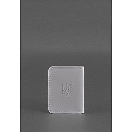 Кожаная обложка для ID-паспорта и водительских прав 4.1 Серая с гербом BlankNote