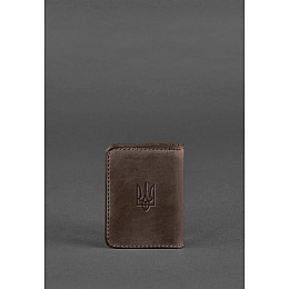 Кожаная обложка для ID-паспорта и водительских прав 4.1 темно-коричневый Crazy Horse с гербом BlankNote