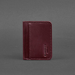 Кожаная обложка для ID-паспорта и водительских прав 4.1 бордовая Crazy Horse с гербом BlankNote