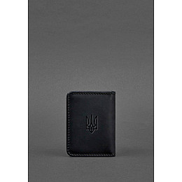 Кожаная обложка для ID-паспорта и водительских прав 4.1 черная Crazy Horse с гербом BlankNote