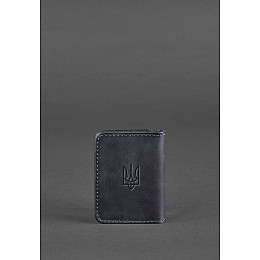 Кожаная обложка для ID-паспорта и водительских прав 4.1 синяя Crazy Horse с гербом BlankNote