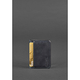 Кожаная обложка для ID-паспорта и водительских прав 4.1 синяя Crazy Horse с гербом BlankNote