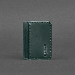 Кожаная обложка для ID-паспорта и водительских прав 4.1 зеленая Crazy Horse с гербом BlankNote