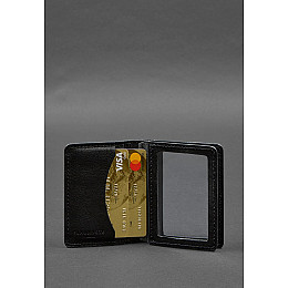 Кожаная обложка для водительского удостоверения ID и пластиковых карт 2.0 черная BlankNote