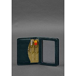 Кожаная обложка для водительского удостоверения ID и пластиковых карт 2.0 зеленая BlankNote