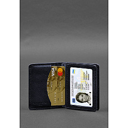 Кожаная обложка для водительского удостоверения ID и пластиковых карт 2.0 синий BlankNote