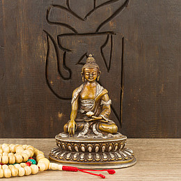 Будда Шакьямуни в жесте победы Бронза Оксидирование Kailash 10 см (23891)