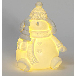 Декоративная ceramic статуэтка Снеговичок 18 см с LED-подсветкой Bona DP42887