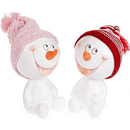 Статуэтка Снеговичок в розовой шапке 16 см Bona DP43061