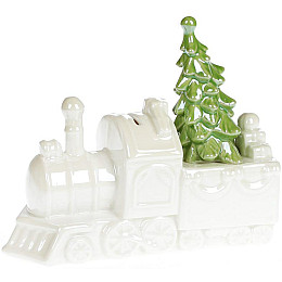 Скарбничка Паровоз ceramic 20х17 см білий перламутр Bona DP43139