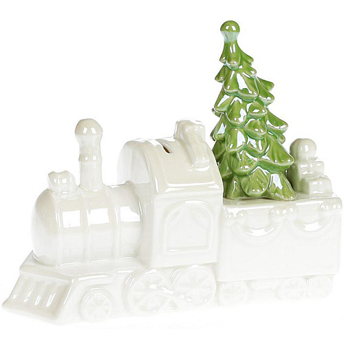 Скарбничка Паровоз ceramic 20х17 см білий перламутр Bona DP43139