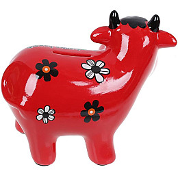 Копилка керамическая Коровка Скарбничка бажань 14х17см красная Bona DP73596