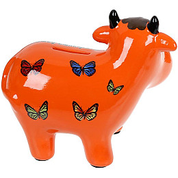 Копилка керамическая Коровка Скарбничка бажань 14х17см оранжевая Bona DP73598