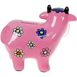 Копилка керамическая Коровка Скарбничка бажань 14х17см розовая Bona DP73600