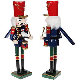 Статуэтка новогодняя Щелкунчик с барабаном 38см, красный с синим и зеленым Bona DP73649