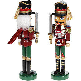 Статуэтка новогодняя Щелкунчик с мечом 25см, красный с зеленым и черным Bona DP73652